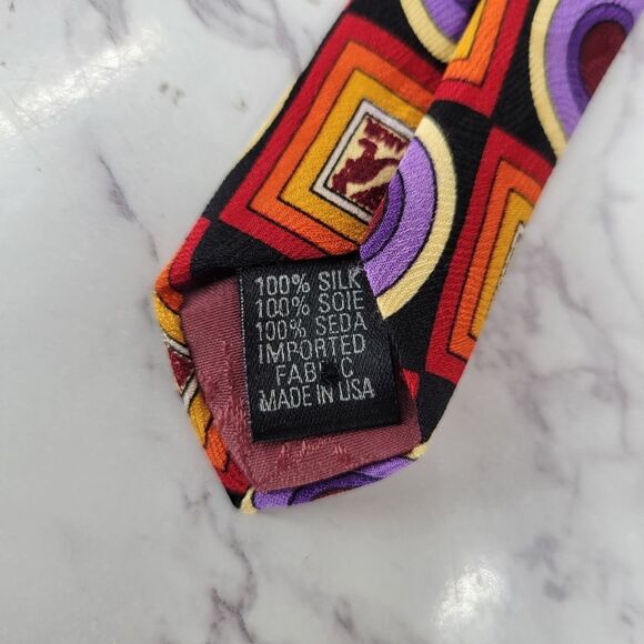 Kangol Kangaroo Silk Colorful Geometric Patterned Tie Men's Necktie - Picture 4 of 6